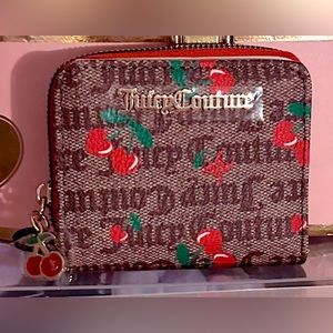 🍒 Juicy Couture Cherry Chestnut Chino Juicy Fruit Small Zip Around Wallet